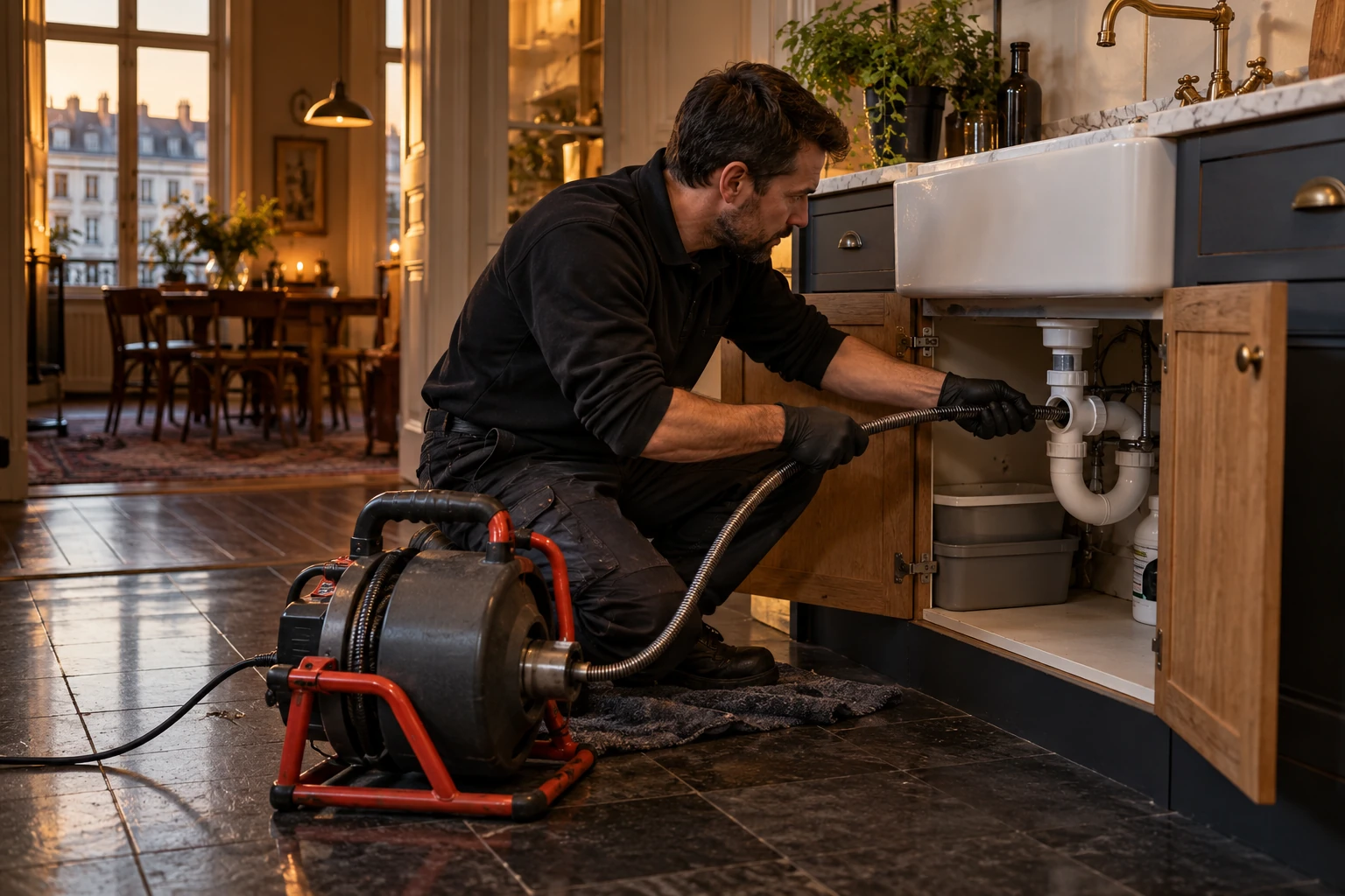 Targeted work on a kitchen drain